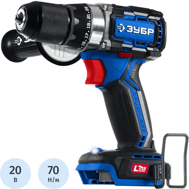 Изображение товара Дрель-шуруповёрт аккумуляторная Зубр бесщёточная без АКБ и ЗУ (DB-70)