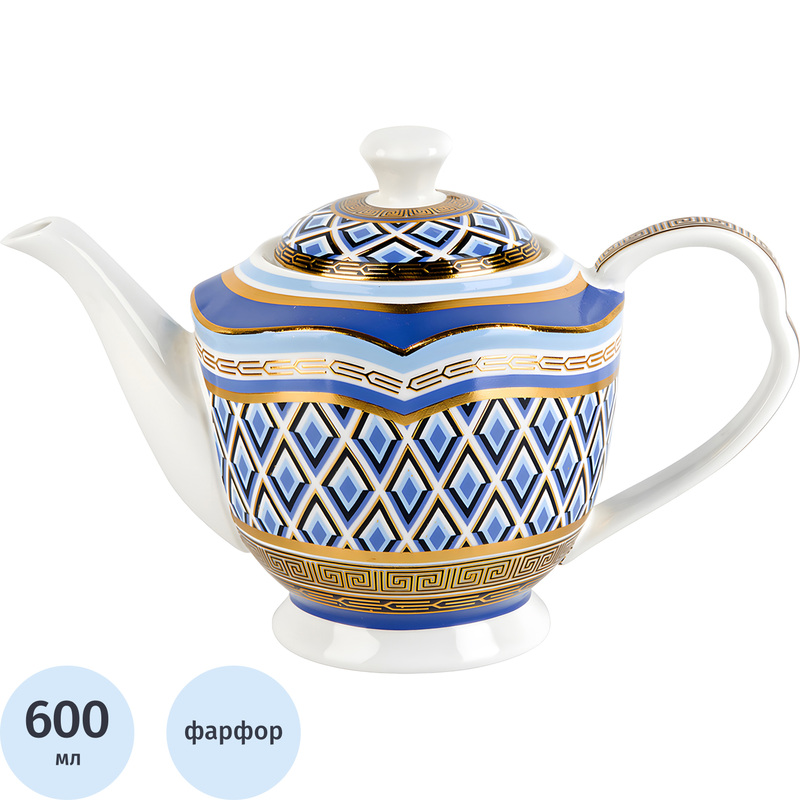 Изображение товара Заварочный чайник Nouvelle Home Golden Blue 600 мл с ярким рисунком