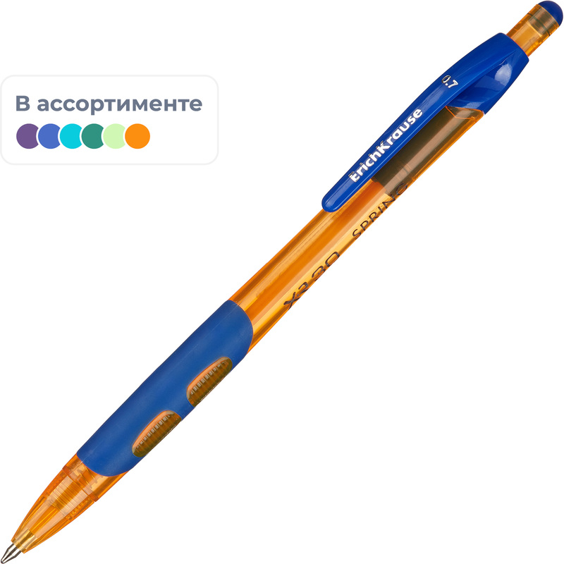 Изображение товара Автоматическая шариковая ручка Erich Krause XR-30 Spring с синей пастой и длительным schreiben
