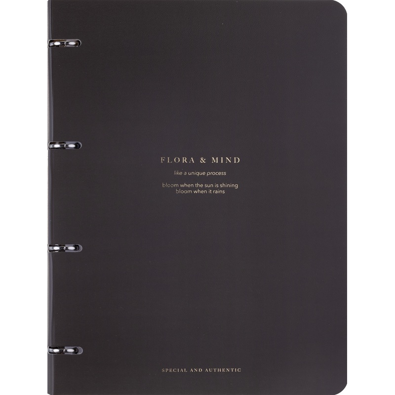 Изображение товара Тетрадь на кольцах со сменным блоком Be Smart Flora А4 120 листов черная в клетку с перфорацией, тиснение фольгой