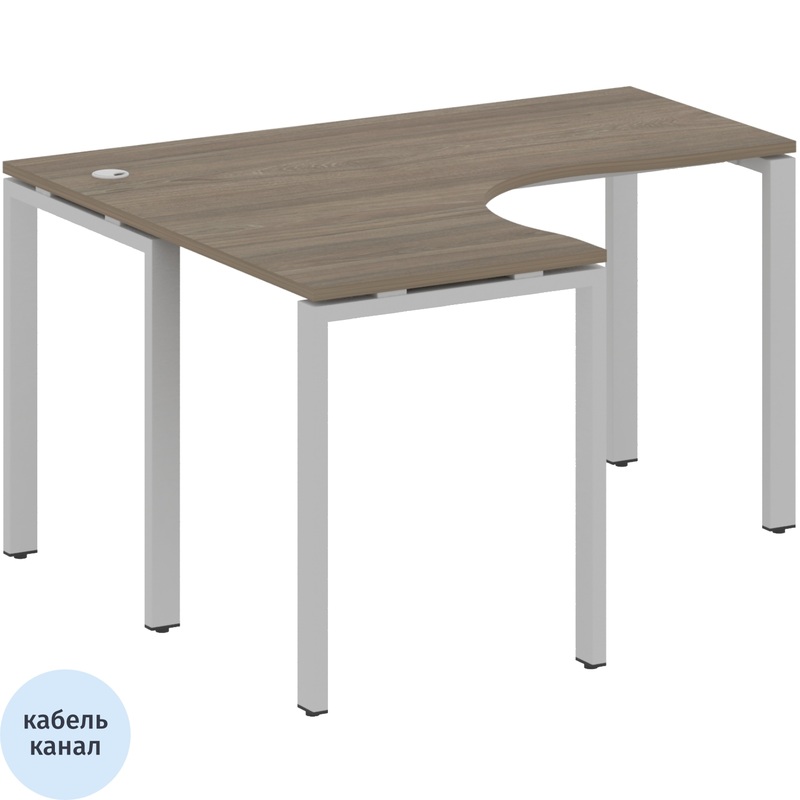 Изображение товара Эргономичный офисный стол Metal System Style БП.СА-3 Л 1400х1200х750 мм серый венге