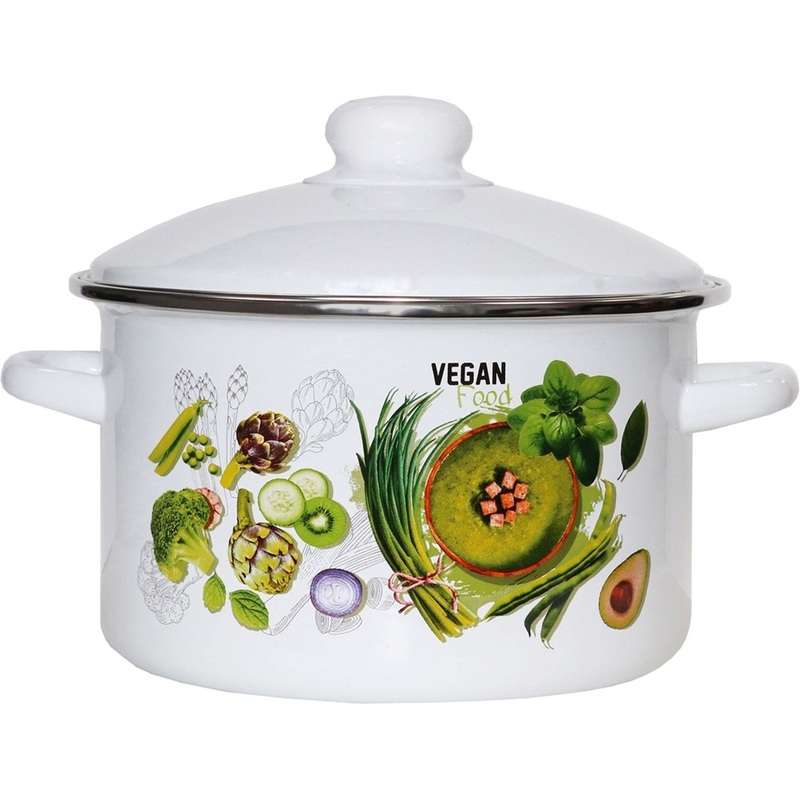 Изображение товара Кастрюля Эмаль Веган 4л из эмалированной стали с крышкой для индукции