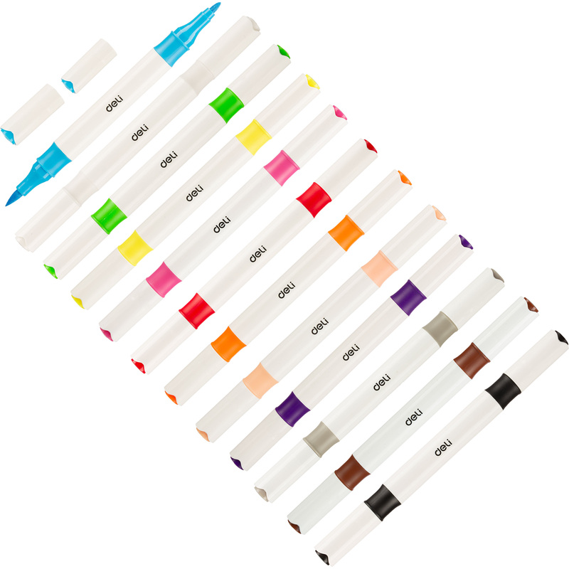 Изображение товара Набор акриловых маркеров Deli EC190-12, двустор, 12 цветов