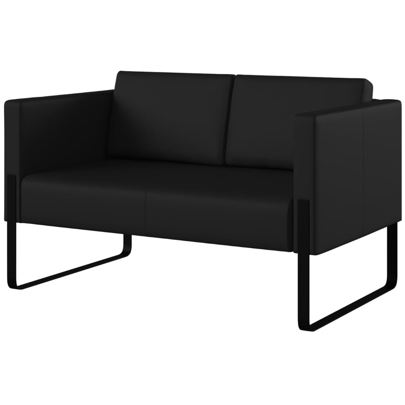 Изображение товара Двухместный диван Тренд черный из искусственной кожи с металлическими опорами