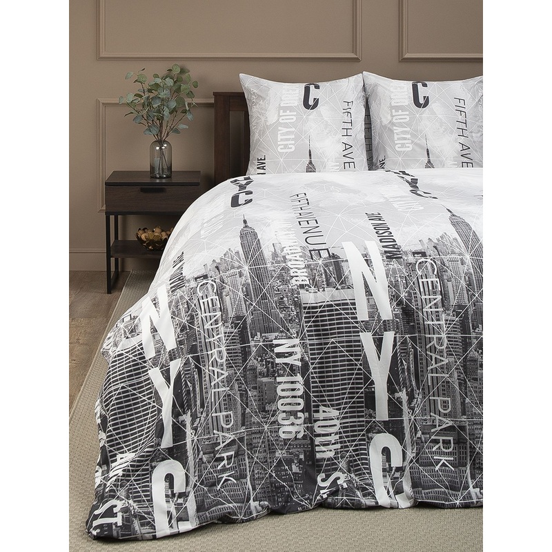 Изображение товара Постельное белье Amore Mio NYC 93850 2-спальное микрофибра серый набор