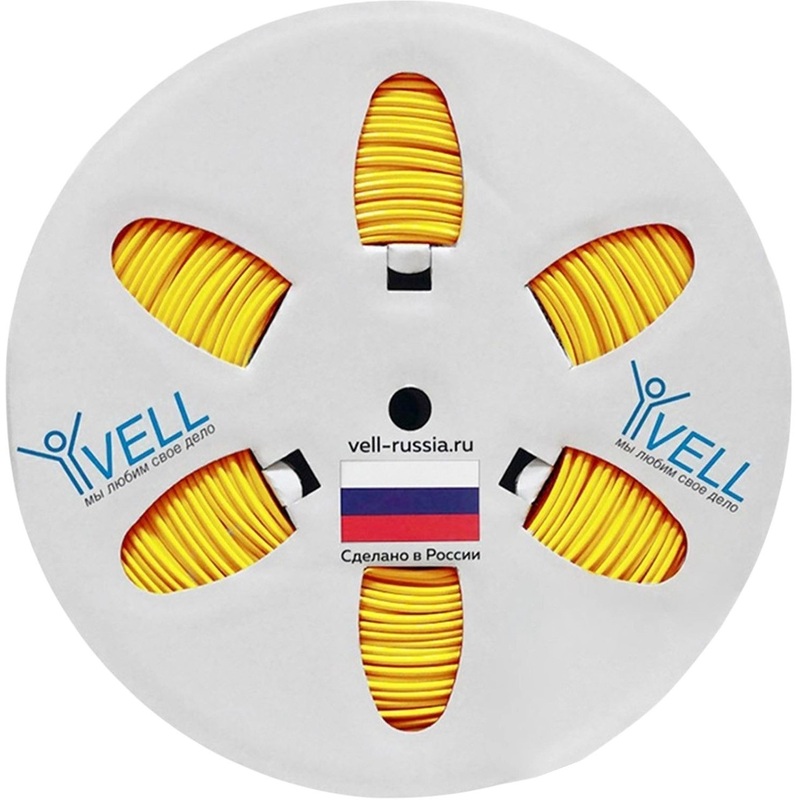 Изображение товара Трубка ПВХ Vell AO-032CH 3.2 мм x 200 м жёлтая для маркировки кабелей