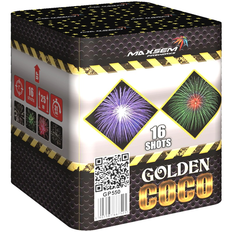 Изображение товара Батарея салютов Maxsem Golden Coco 16 залпов GP550 эффектная пиротехническая установка