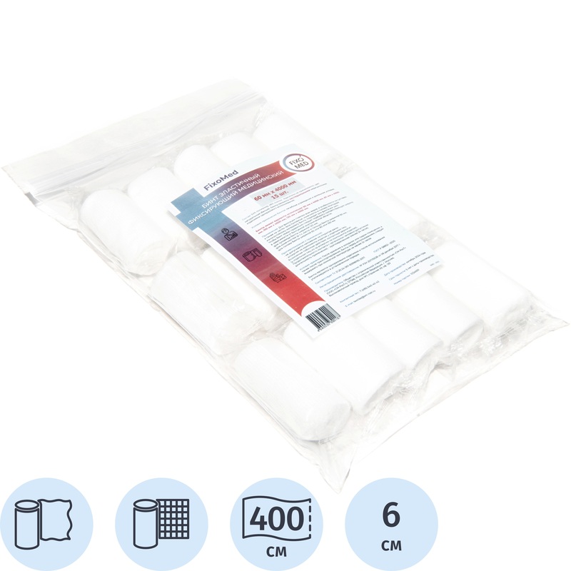 Изображение товара Бинт FIXOMED эластичный 4 м х 6 см (15 штук в упаковке)
