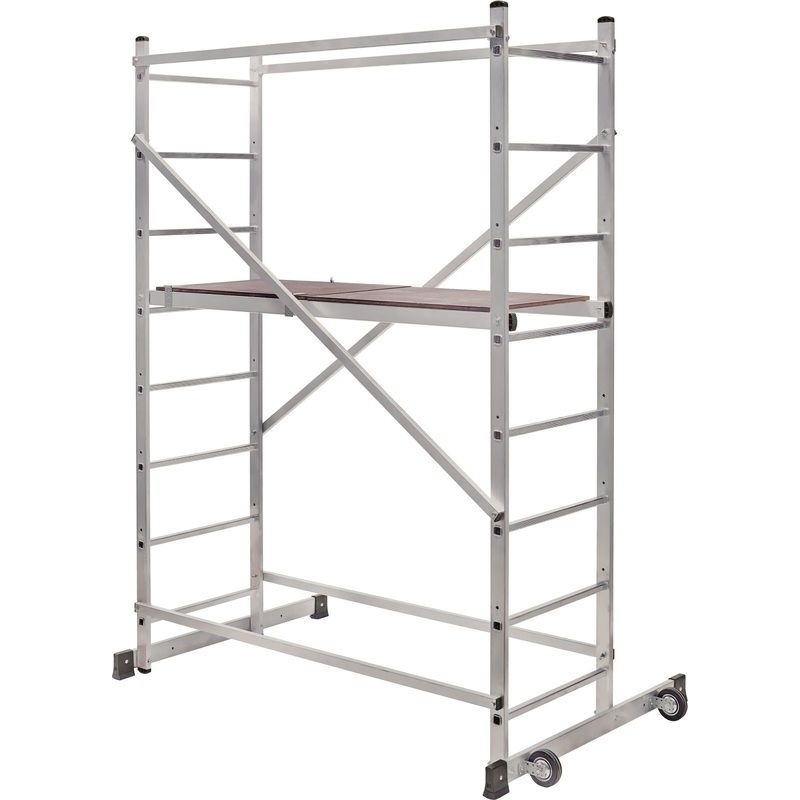 Изображение товара Лестница передвижная Сибртех алюминиевая двухсекционная 2x8 ступеней (97971)