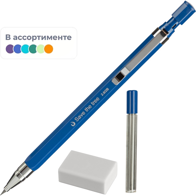 Изображение товара Карандаш механический M&G 2 мм с ластиком, с запасными грифелями