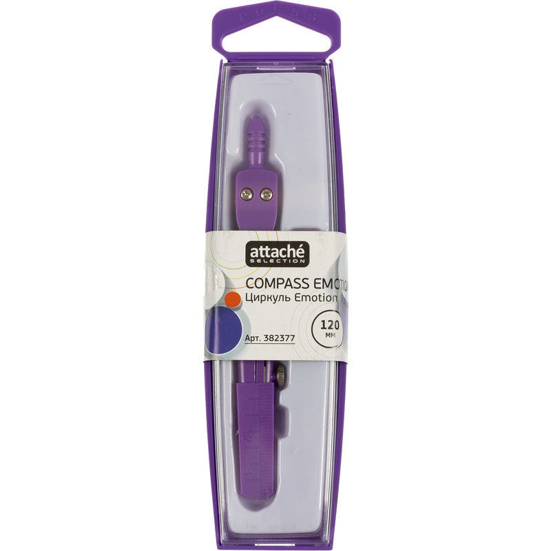 Изображение товара Готовальня Attache Selection Emotion корпус фиолетовый циркуль 120 мм