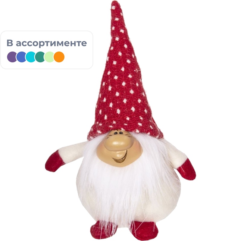 Изображение товара Мягкая игрушка Гном 18 см для новогоднего декора и подарка