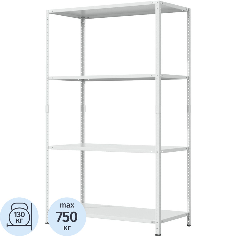 Изображение товара Уценка. Стеллаж металлический ГТС Лайт серый (4 полки, 1200х600х2000 мм)