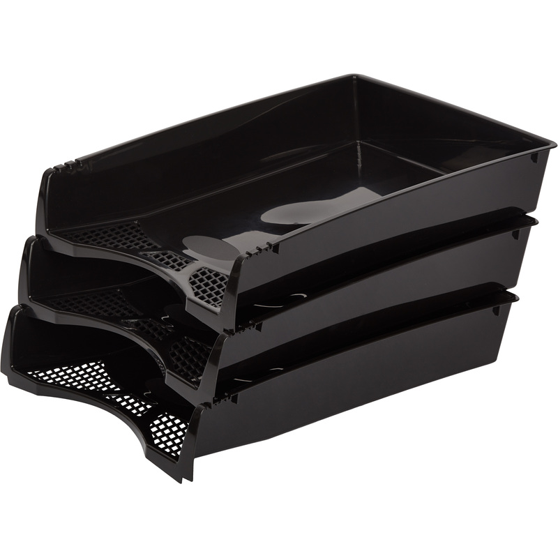 Изображение товара Горизонтальный пластиковый лоток для бумаг Attache 3 шт черный формат А4