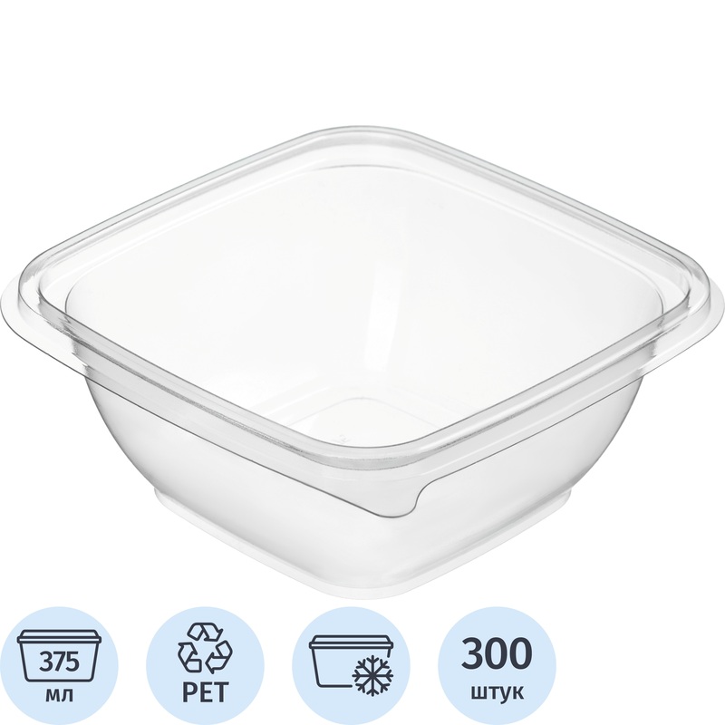 Изображение товара Контейнер без крышки ЮПК-1212 375мл прозрачный для холодных продуктов
