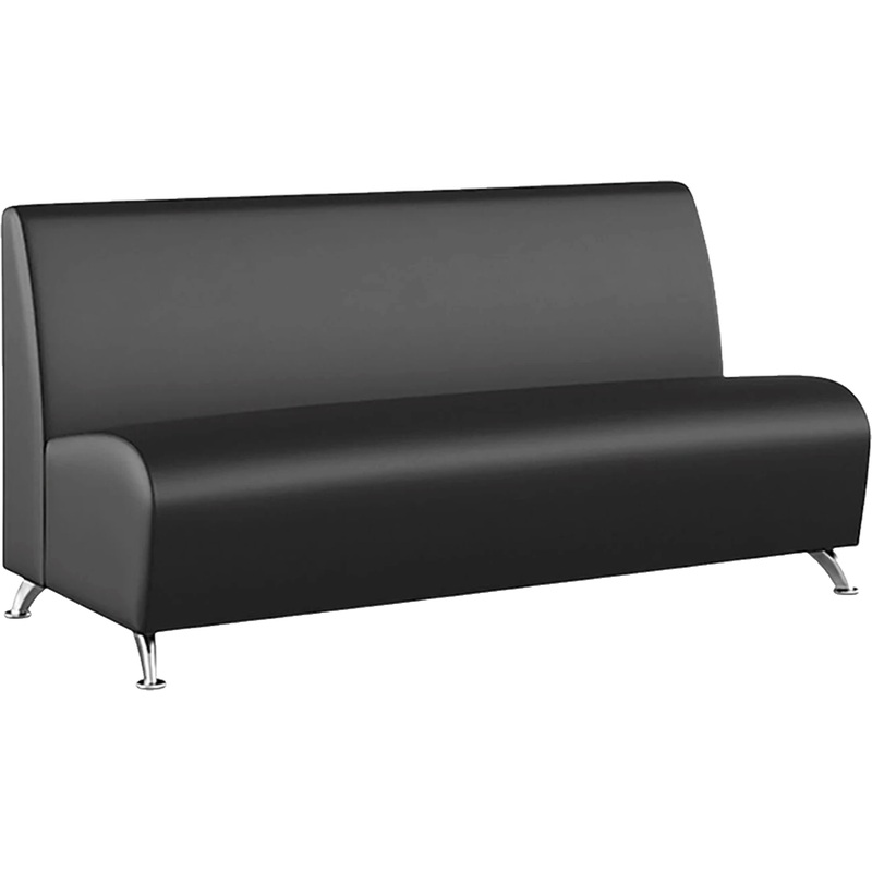 Изображение товара Модуль дивана прямой Интер хром трёхместный чёрный из искусственной кожи