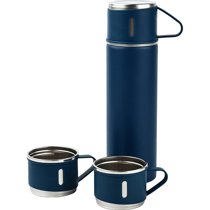 Изображение товара Туристический набор термос и кружки Never give up 7293416 зеленый 500 мл 200 мл