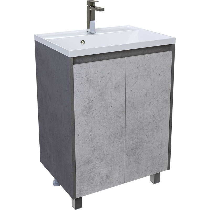 Изображение товара Тумба напольная Калипсо 60 с раковиной (цемент светлый/цемент темный, 600х450х870 мм)