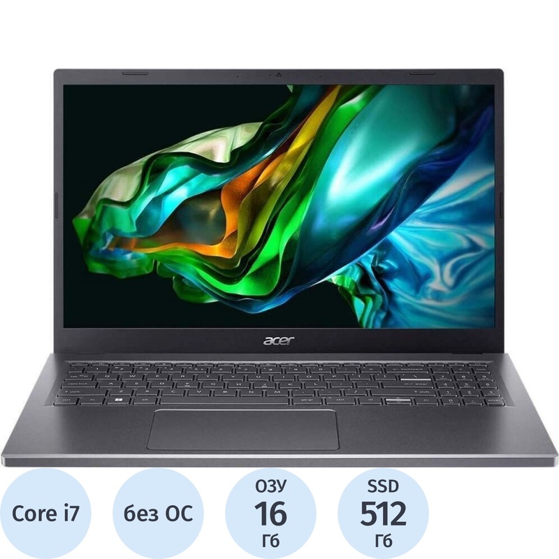Изображение товара Ноутбук Acer Aspire A515-58P-759A 15.6 серый Intel Core i7 1355U