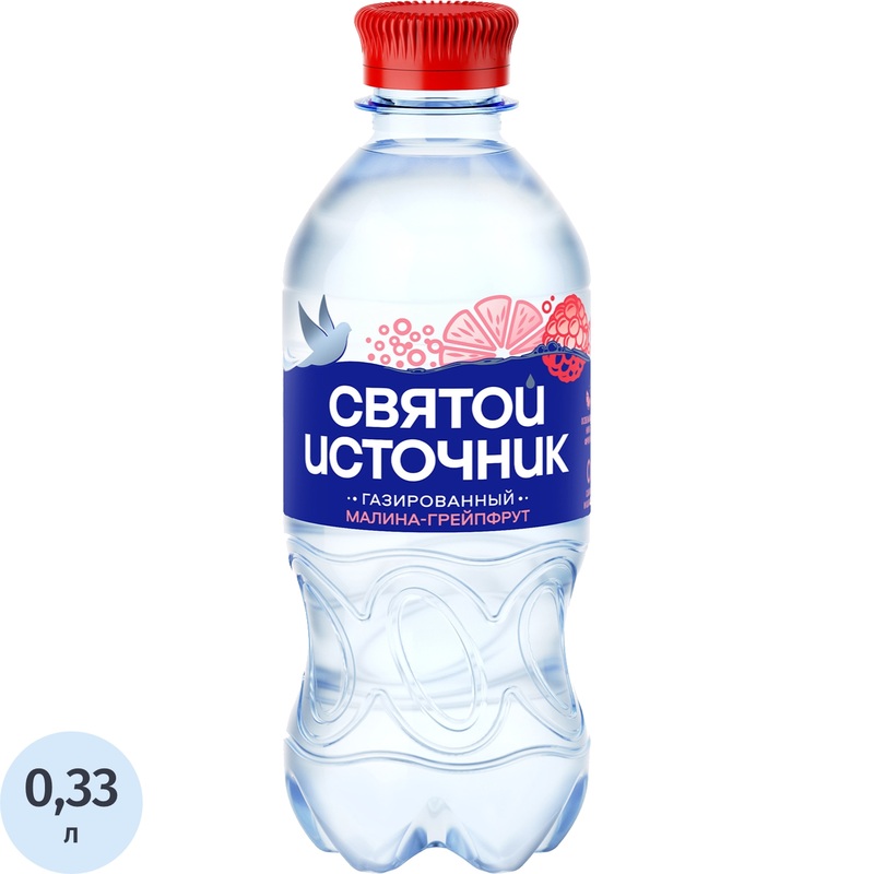 Изображение товара Вода питьевая Святой источник газированная со вкусом малины и грейпфрута 0.33 л Изображение товара Вода питьевая Святой источник газированная со вкусом малины и грейпфрута 0.33 л