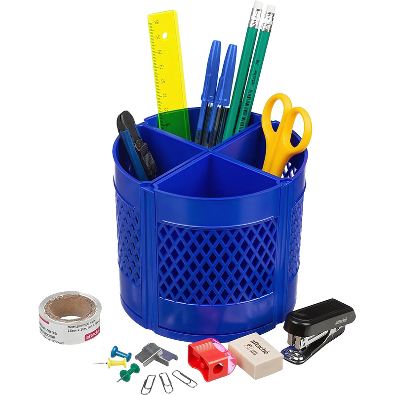 Изображение товара Набор канцелярский Attache Квартет пластиковый 15 предметов синий вращающийся