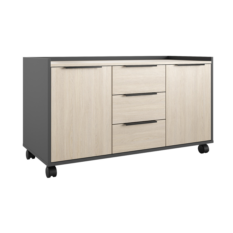 Изображение товара Тумба подкатная Easy to lead K-Loft Director дуб скандинавский графит 1170x500x635 мм 3 ящика