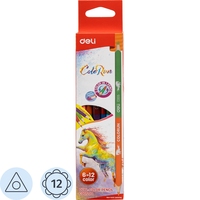 Карандаши цветные Deli ColoRun 6 карандашей 12 цветов трёхгранные  (двусторонние)