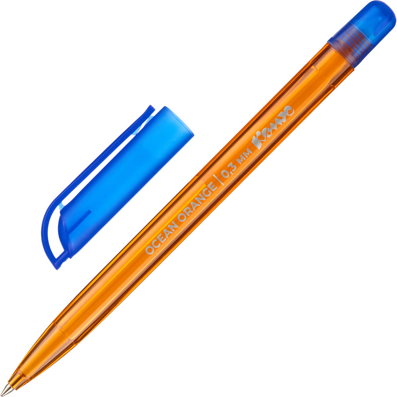Изображение товара Ручка шариковая неавтоматическая Комус Ocean Orange синяя (толщина линии 0.3 мм, оранжевый корпус)