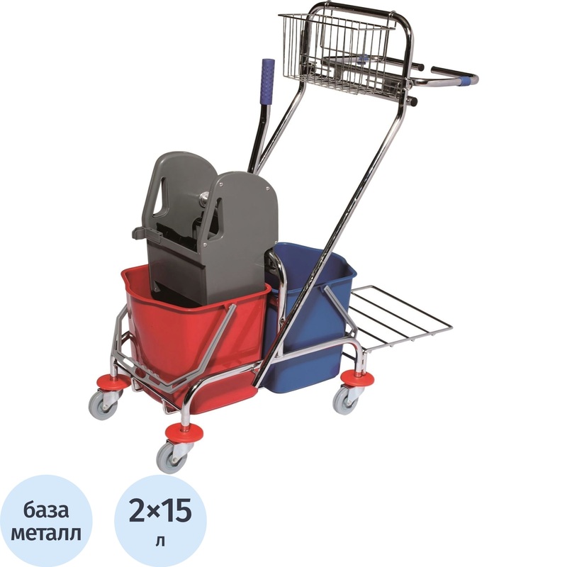 Изображение товара Тележка уборочная двухведерная 2x15л с держателем мешка и отжимом ЭкоКоллекция