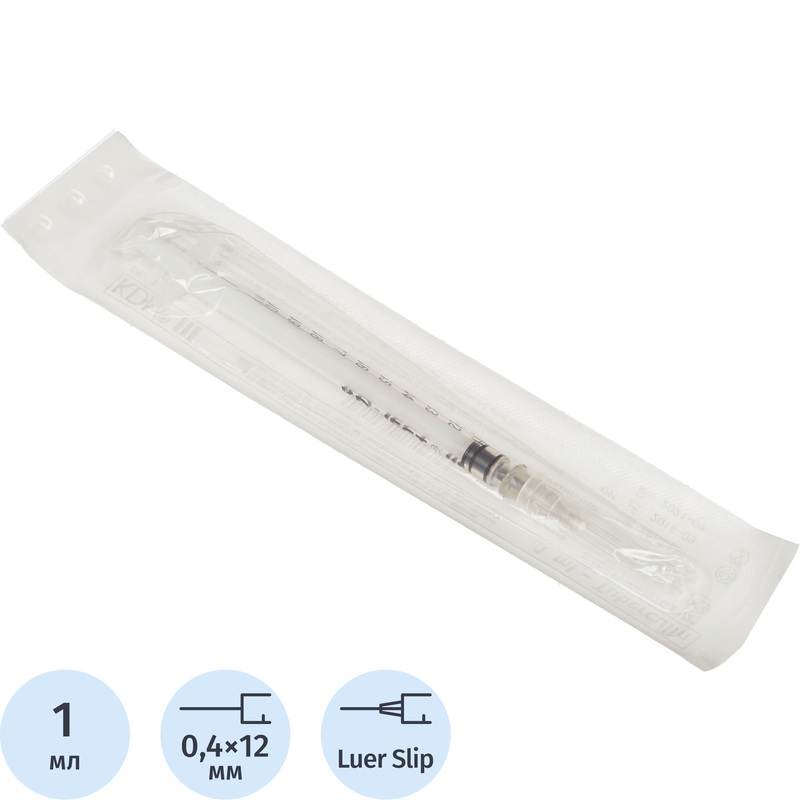 Изображение товара Шприц туберкулиновый KD-ject III 1 мл 27G 0.4х12 мм (100 штук в упаковке)