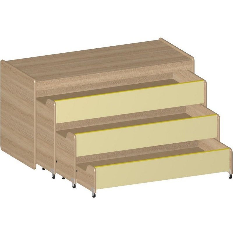 Изображение товара Кровать 3-х ярусная выкатная МЦ-881 из ЛДСП с кромкой ПВХ дуб сонома желтая