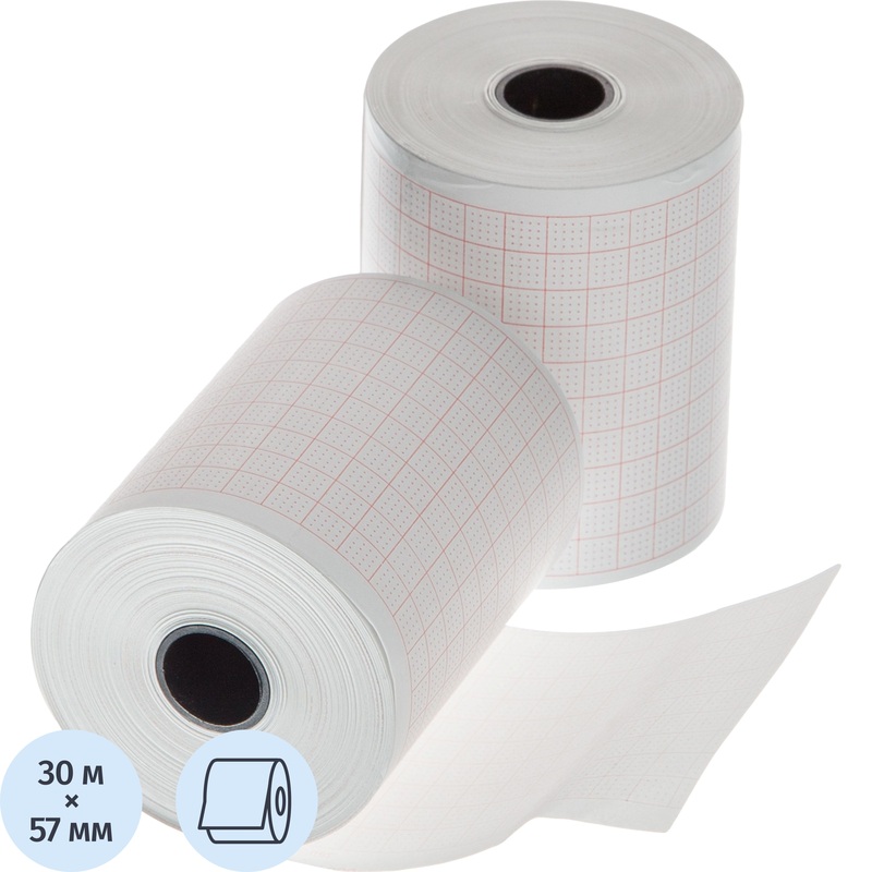 Изображение товара Бумага для ЭКГ в рулоне 30м 57мм розовая с сеткой ГОСТ 7826-93