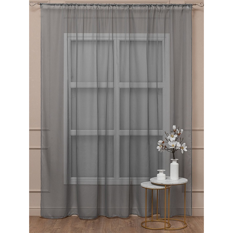 Изображение товара Тюль Amore Mio 300x270 см серый однотонный из полиэстера