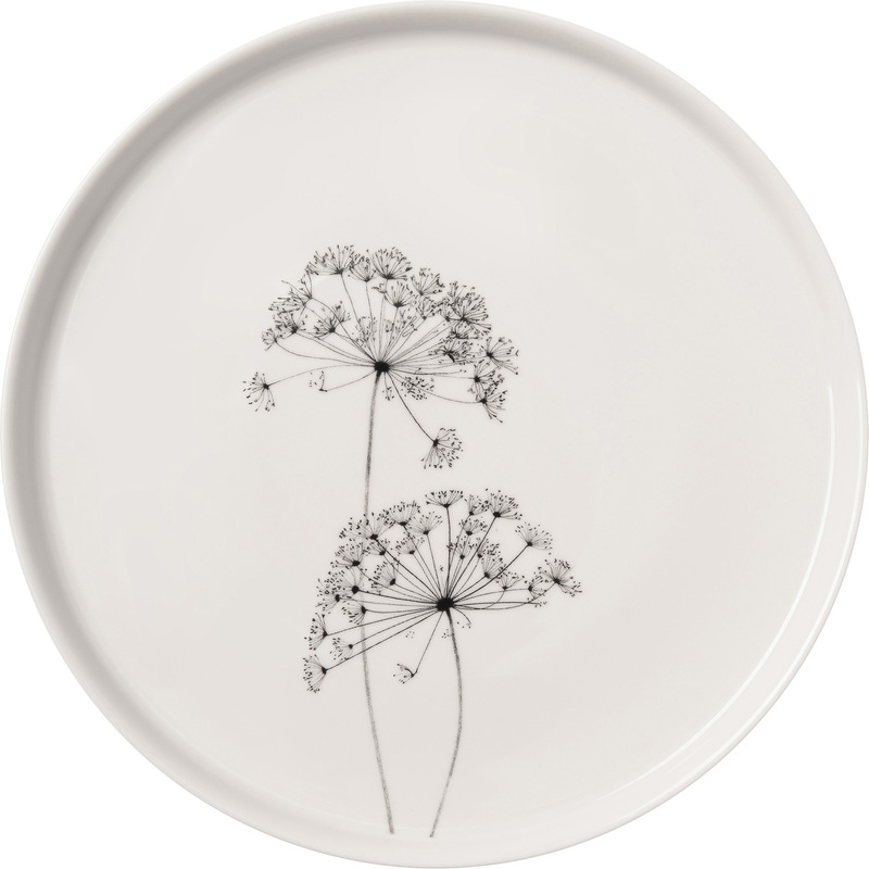 Изображение товара Тарелка обеденная Home Queen Фенхель фарфор 26 см белая/чёрная (6 штук в упаковке)