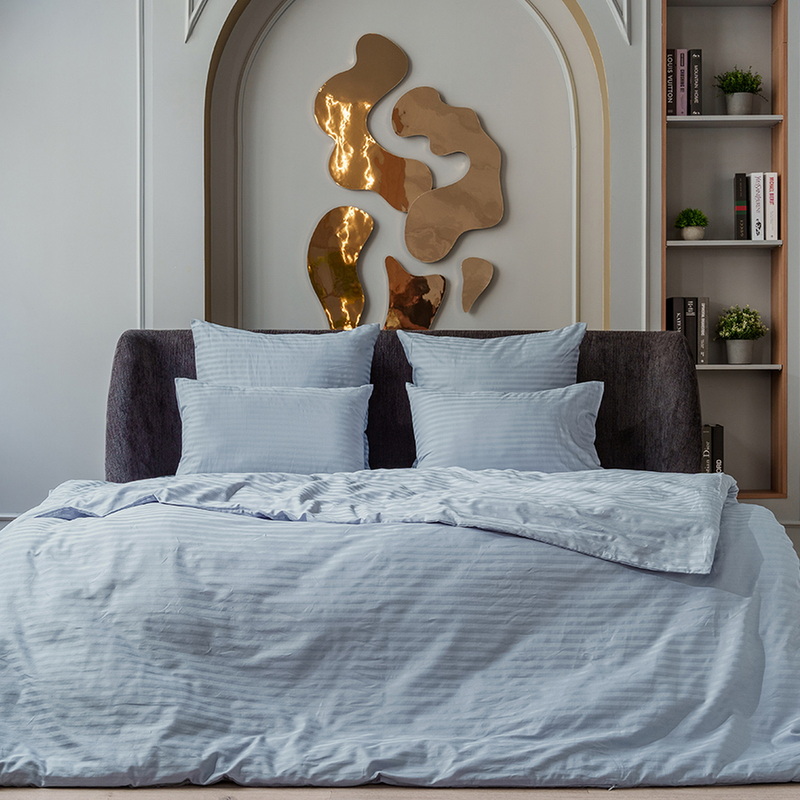 Изображение товара Комплект постельного белья Monocolor 156221 сатин евро голубой 4 предмета