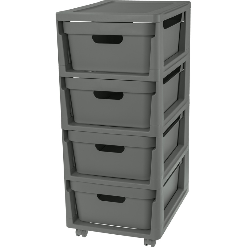 Изображение товара Комод на колесах Econova Luxe серый 300x385x690 мм для организации и хранения