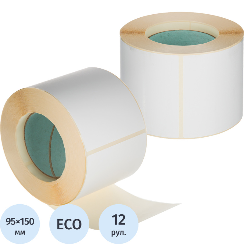 Изображение товара Термоэтикетки 95x150 мм ЭКО для термопринтеров, 12 рулонов по 500 шт