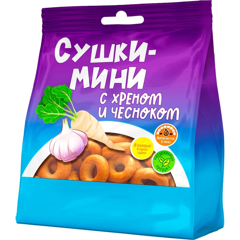 Изображение товара Мини-сушки с хреном и чесноком 130 г Невская вкусная хрустящая закуска
