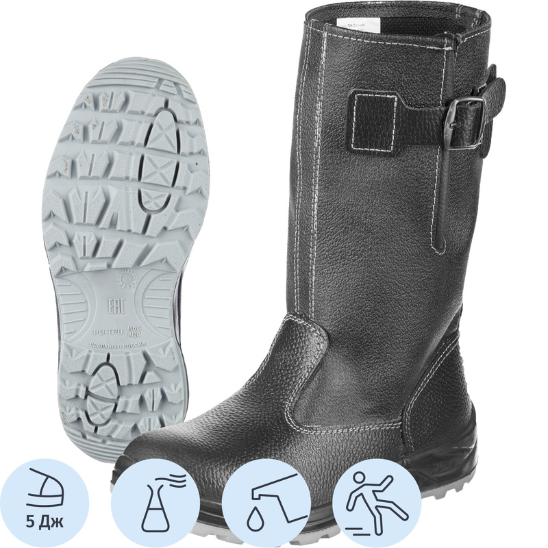 Изображение товара Сапоги рабочие Профи NEW 70К из натуральной кожи, черные, размер 38