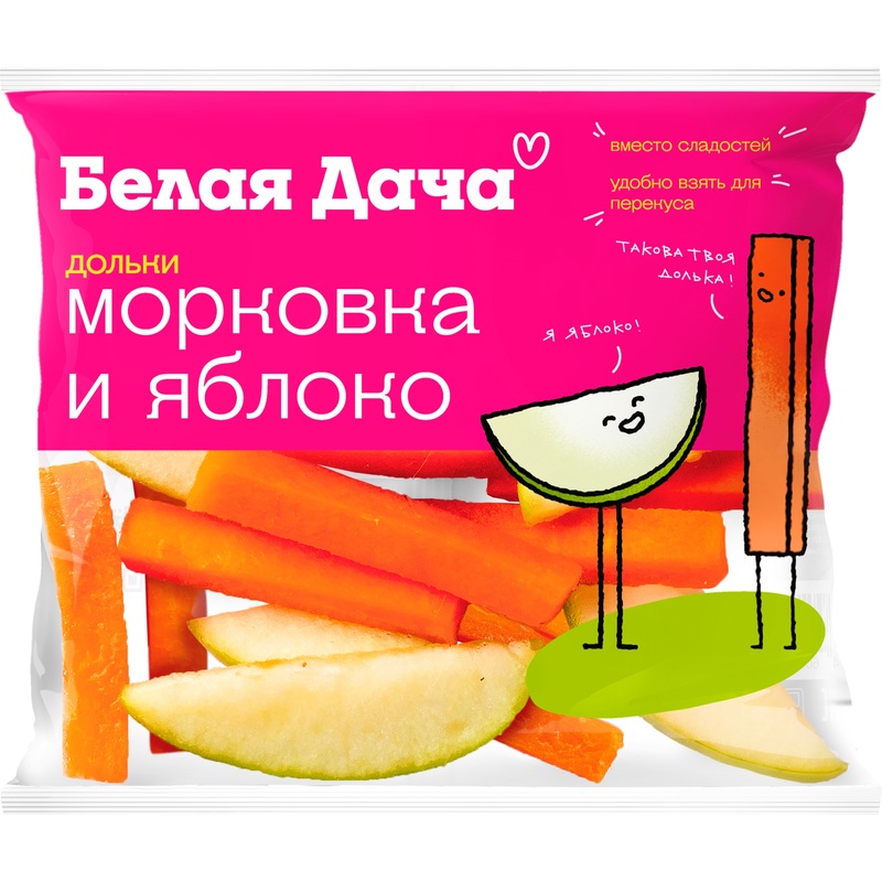 Изображение товара Морковные палочки и яблочные дольки Белая дача 80 г (5 штук в упаковке)
