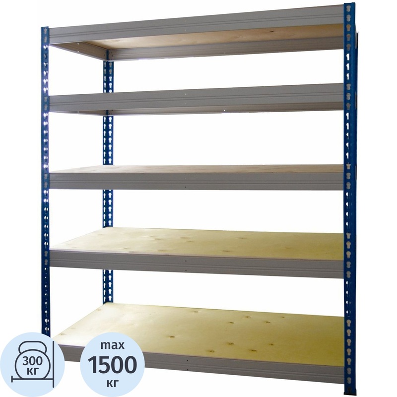 Изображение товара Стеллаж металлический МКФ15615-2.5 с 5 полками для склада и торговых залов