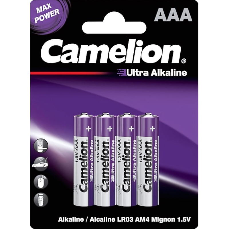 Изображение товара Батарейки AAA мизинчиковые Camelion Ultra 4 шт в упаковке для портативных устройств