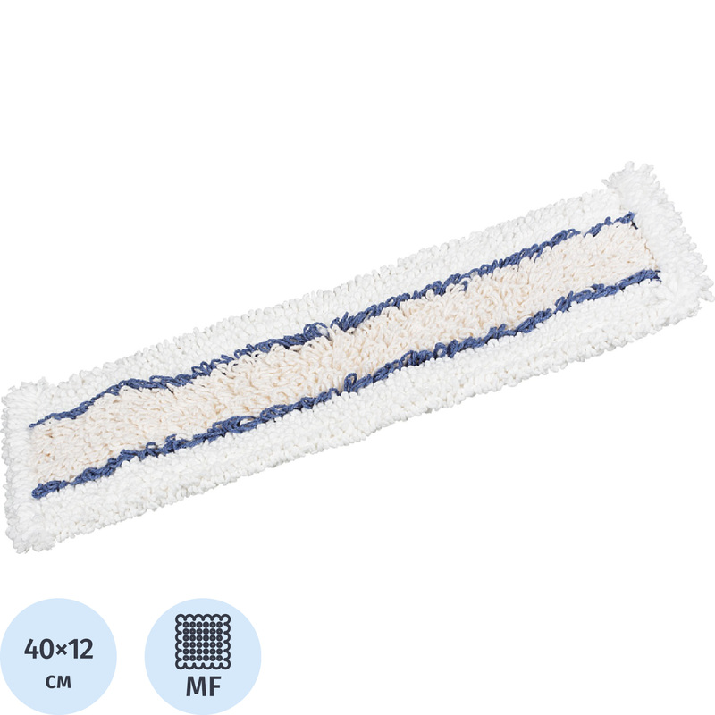 Изображение товара Насадка МОП для швабры флаундер Vermop Спринт Плюс Троник микрофибра 40x12 см белая синяя