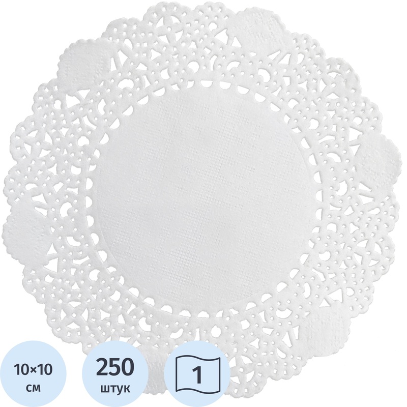 Изображение товара Салфетки ажурные бумажные Aviora 10x10 см белые 250 листов