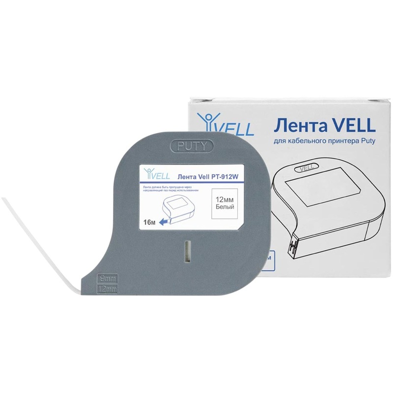 Изображение товара Картридж Vell для принтера этикеток Puty 12 мм х 16 м белый