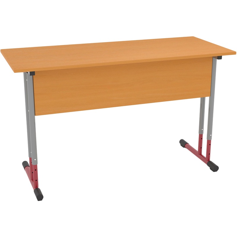 Изображение товара Двухместный ученический стол регулируемый по высоте бук серый красный