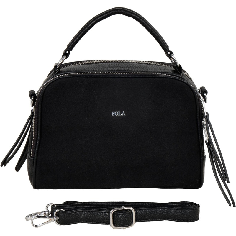 Изображение товара Женская сумка повседневная Pola черная из искусственной кожи с ремнём
