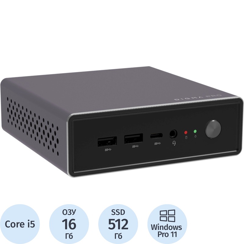 Изображение товара Неттоп Digma Pro Minimax U1 Core i5 1335U/DDR4 16 ГБ/ SSD 512/Windows 11 Pro (DPP5-ADXW03) Изображение товара Неттоп Digma Pro Minimax U1 Core i5 1335U/DDR4 16 ГБ/ SSD 512/Windows 11 Pro (DPP5-ADXW03)