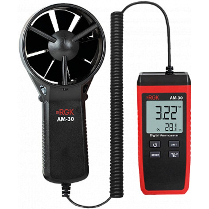 Изображение товара Термоанемометр RGK AM-30 с поверкой для измерения скорости и температуры воздуха