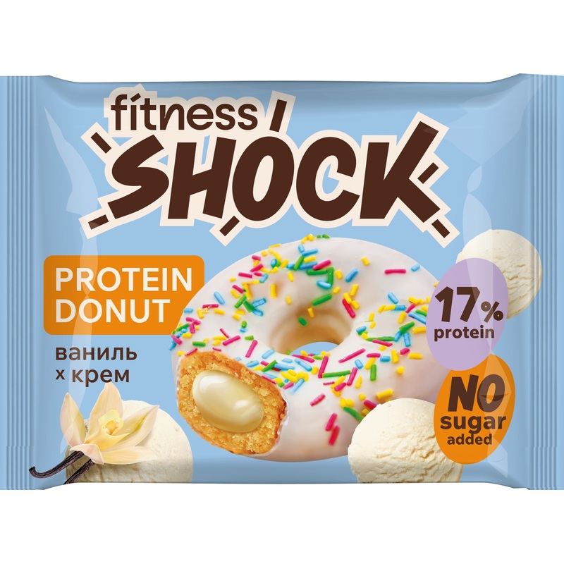 Изображение товара Печенье FitnesSHOCK Донат с ванилью 70 г